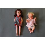 A 1960's Perfekta Yes/No (push buttons) doll with limited walking action & a 1960's Cheerful