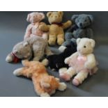 7 vintage soft toy teddy bears & cats including Benson, TY, Peaches,