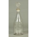 A George III rum decanter, etched with date "1791". Height 31 cm (see illustration).