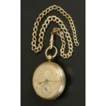 A 19th century gentleman's silver cased fusee pocket watch with Albert chain.