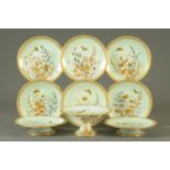 A Worcester dessert service, with turquoise ground and comprising comport,