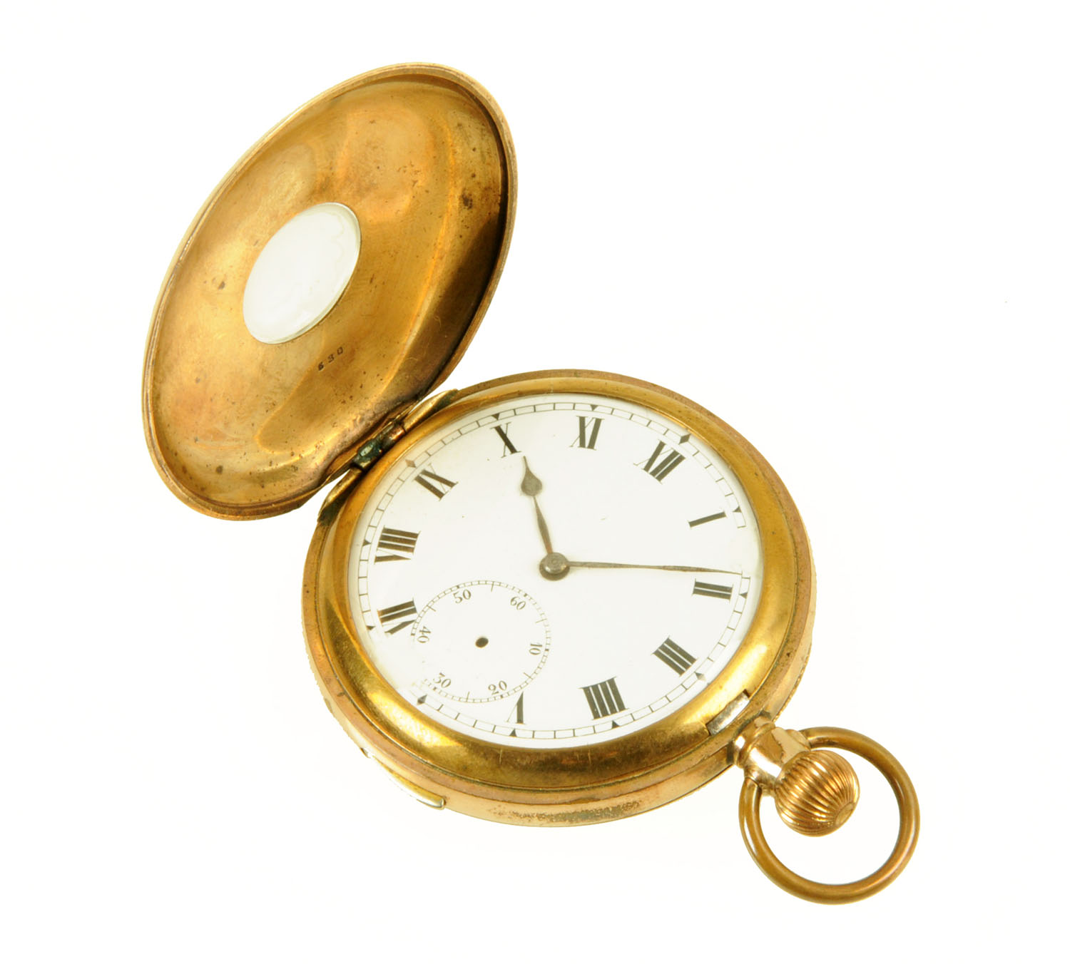A late 19th/early 20th century quarter repeating half Hunter gold plated gentleman's pocket watch,