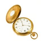 A late 19th/early 20th century quarter repeating half Hunter gold plated gentleman's pocket watch,