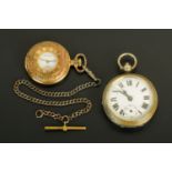 A gold plated half Hunter pocket watch, by Jean Pierre, 17 jewel Incabloc,