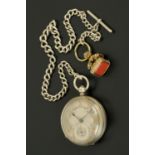 A silver cased pocket watch, London 1873, fusee by Swinburn, Whitehaven, Serial No.
