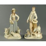 A large pair of LLadro style figurines. Height 41 cm.