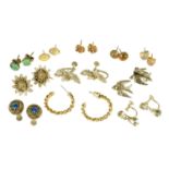 Ten pairs of costume jewellery earrings.