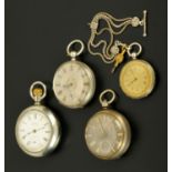 Two Victorian silver cased pocket watches,