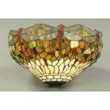 A Tiffany style glass lamp, decorated with dragonflies, circa 1970.