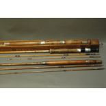 3 rods, Hardy Neo-Cane Fire Crest split cane trout fly, 3 sections, 8' 7",