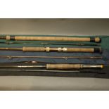 3 rods, John Wilson multi-tip, 3 sections, 10', Milrbo Gilley Deluxe spinning, 2 sections, 7' 6",
