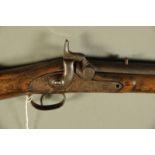 Child size percussion muzzle loading sporting gun, 23 inch barrel, lock with crown mark, 1.