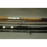 Tide Tamer beachcaster, 2 sections, 12', and boat rod, 2 sections, 2 tips, 7' 7".