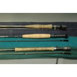 3 trout fly rods, Red Star Reddington 2 sections 9' line 6-7, Caperlan 2 sections 9' 2" line 5-6,