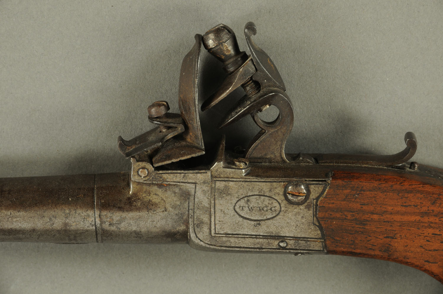 A flintlock pocket pistol, late 18th century, engraved "Twigg, London", - Image 2 of 7