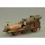 A 3.5 inch gauge live steam locomotive, early 20th century, scratch built and with copper boiler.