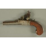 A flintlock pocket pistol by Spencer of London, late 18th century,