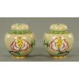 A pair of Chinese Cloissone vases each with cover. Height 10 cm.