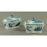 A pair of Chinese export blue and white tureens and covers, early 19th century,