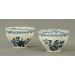 A pair of late 18th century blue and white tea bowls, large form,