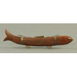 A fish serving set, carved in the form of a fish. Length 41 cm.