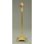 A brass column telescopic lamp, 19th century,