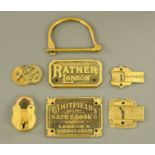 A brass padlock and key by Lowe & Fletcher Ltd.