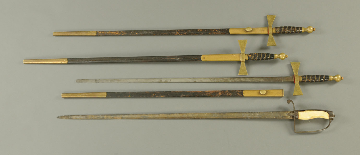 A George III 1805 pattern sword, with engraved blade decorated with Britannia to one side,