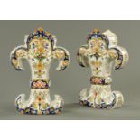 A pair of Faience de Desvres fleur-de-lys vases, early 20th century,