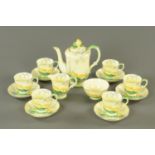 A Crown Staffordshire Water Lily pattern six place coffee service,