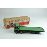 Dinky No. 502 (1st Type) Foden Flat Truck. Green with some touching in. Fair. Box is Fair Plus