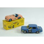 French Dinky No. 517 Empty Box plus French Dinky No.1414 Renault R8 and Dinky No.111 Triumph TR2