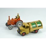 Dinky Field Marshall Tractor plus Refuse Wagon. Fair to Good Plus. (2)