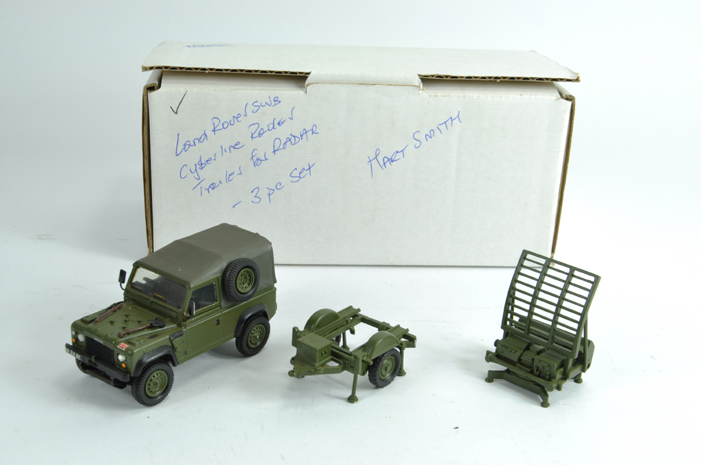 Hart Smith Models 1/48 Scale 5 pc set comprising Land Rover SWB with Cyberline Radar and Trailer.