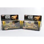 Corgi James Bond 007 No. 96445 Gold Plated Aston Martin DB5 Duo. One has gold plate slightly