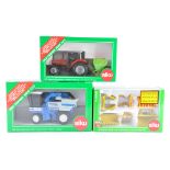 Siku Farm and Tractor Trio including Massey Ferguson and Grape Harvester. NM/M in Boxes. (3)