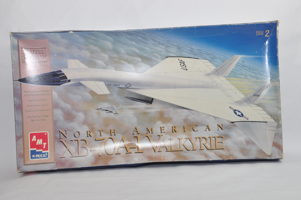 AMT 1/72 North American XB-70A-1 Valkyrie Aircraft Kit. Appears complete.