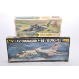Duo of Aircraft Kits including Heller Crusader plus Airfix BAC Jaguar. Appear Complete. (2)