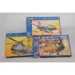 Trio of Aircraft Kits including Revell and Italeri. Appear complete. (3)