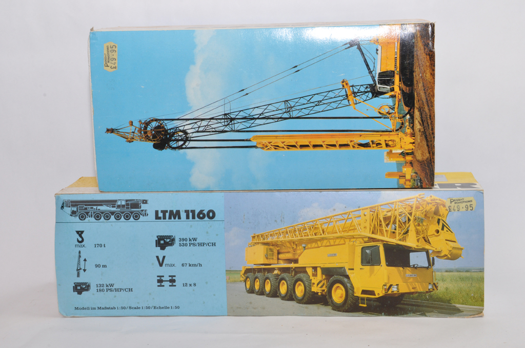 Duo of Diecast Construction 1/50 models from Conrad including Liebherr LTM 1160 Mobile Crane plus