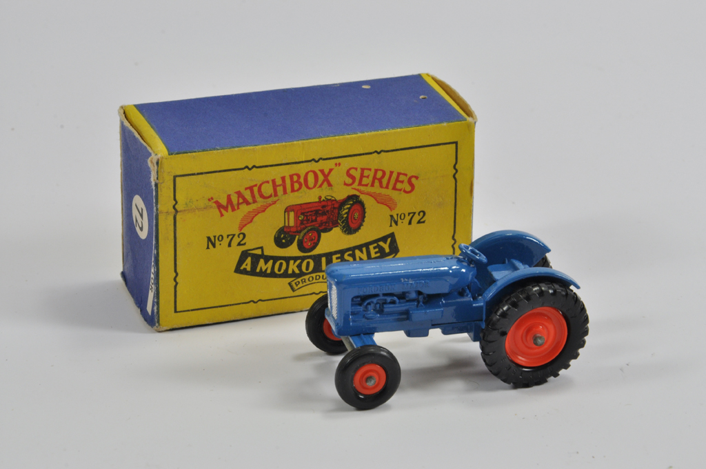 Matchbox No. 72a Fordson Major Tractor. Blue with Orange Hubs, Black Tyres. NM to M in VG Box.