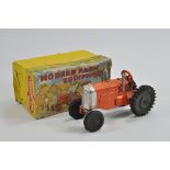 Crescent Toys Tractor in Orange with Black Rubber Wheels. Rare Model is F to G (some damage) in F