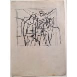 KEITH VAUGHAN [1912-77]. Group of Figures, c. 1964. pencil drawing. studio stamp initials on
