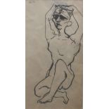 BERNARD MEADOWS R.A. [1915-2005]. Seated Figure, 1939. ink, signed. 25 x 13 cm [overall including