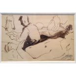 KEITH VAUGHAN [1912-77]. Figures Resting During Fatigues, c. 1941/2. ink and wash drawing. studio