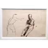 KEITH VAUGHAN [1912-77]. Two Studies of Figures, c. 1941/2. ink and wash drawing. studio stamp