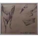 SAM HAILE [1909-48]. Floating Objects, 1939. ink. Signed. 14 x 16 cm [overall including frame 33 x