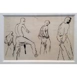 KEITH VAUGHAN [1912-77]. Four Figures from a Working Party, c. 1941/2. ink drawing. studio stamp