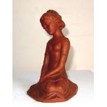 FRED KORMIS [1897-1986]. Seated Girl, c.1958. terracotta, unique. signed. 17 cm high. [good