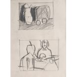 KEITH VAUGHAN [1912-77]. Still Life and Figures. pencil drawing. studio stamp initials. 27 x 20